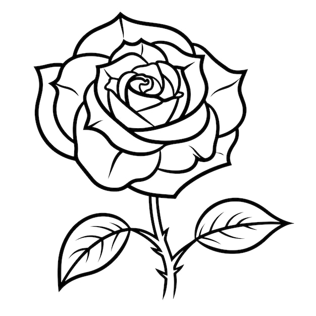 Vector vector illustration of a minimalist rose outline icon ideal for romantic themes