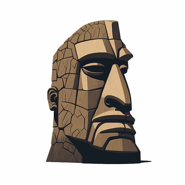 Vettore illustrazione vettoriale di una statua di moai le statue di moai sono a forma di pietra con una grande testa