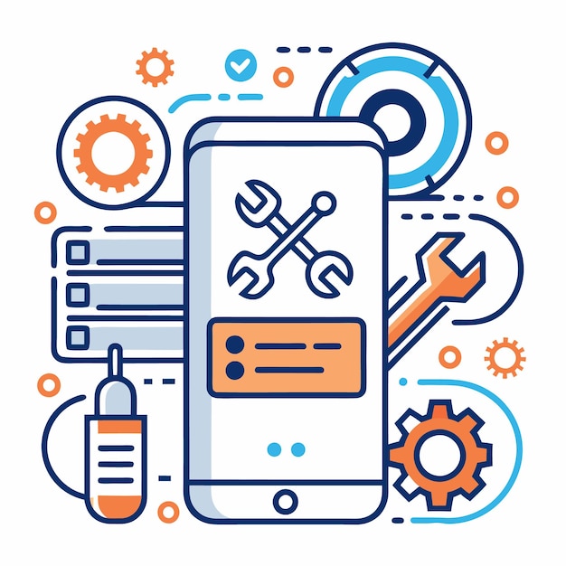 vector illustration of mobile technology and digital tools icons set for app development internet of things and smart devices