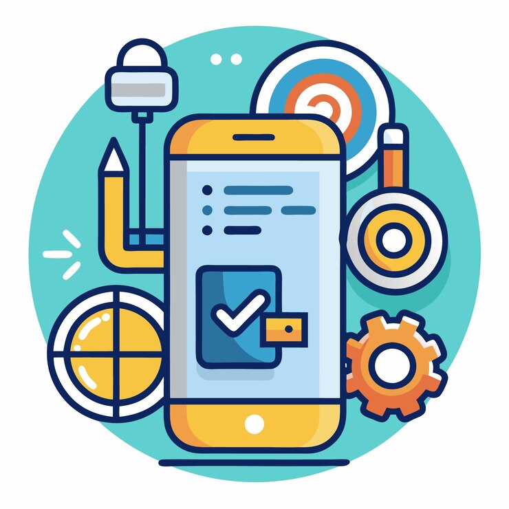 Vector vector illustration of mobile technology and digital tools icons set for app development internet of things and smart devices