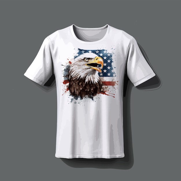 Vector Illustration of a mockup of a t shirt containing eagle with a USA national flag