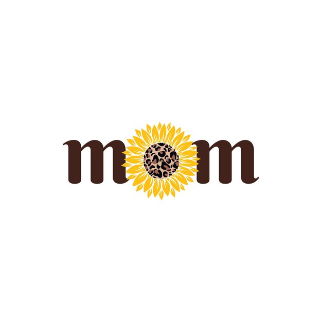 Vector illustration mom with sunflower isolated on white background