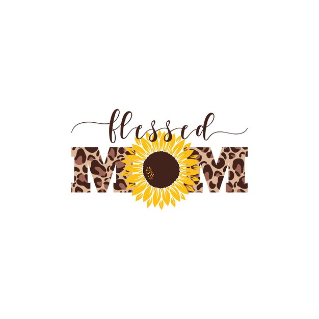 Vector vector illustration mom with sunflower isolated on white background