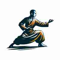 Vector vector illustration of a monk in action