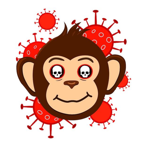 Premium Vector | Vector illustration of monkey with virus cells