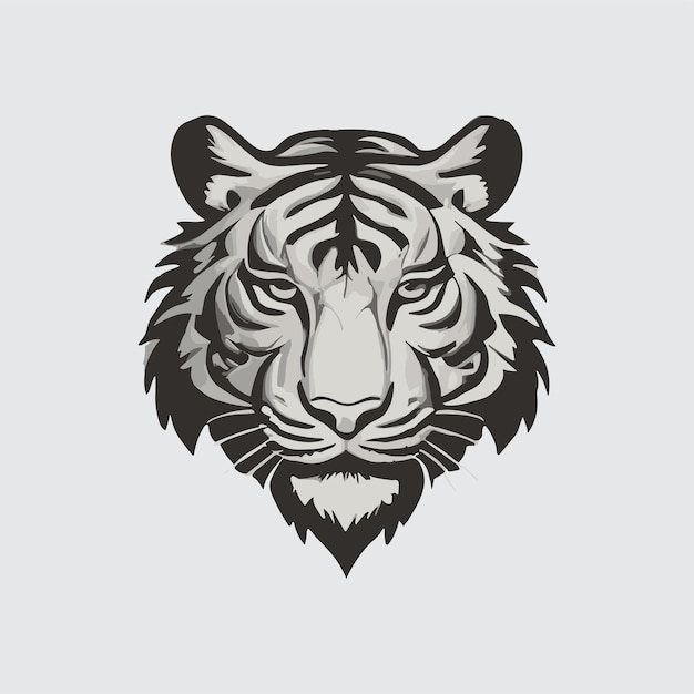 Vector illustration of monochrome logo of tiger head