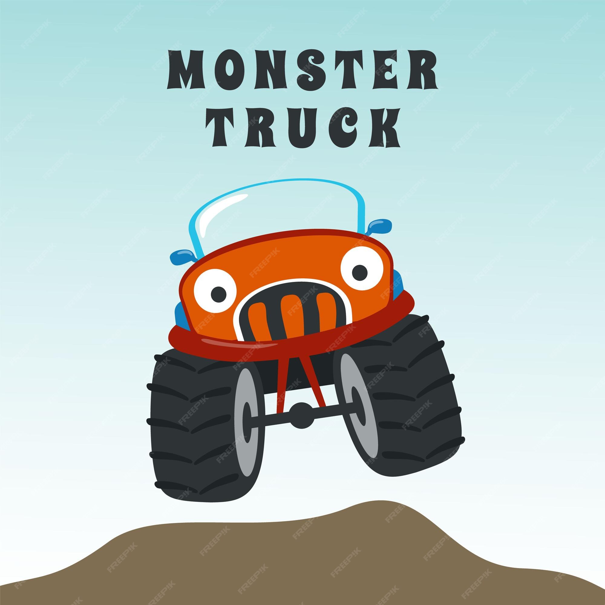 Cartoon Monster Trucks Fabric –