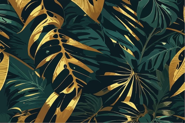 Vector Illustration of Monstera Leaf Pattern Flat 2D Design