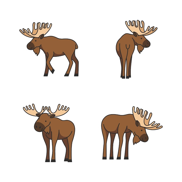 Vector vector illustration of a moose in cartoon style