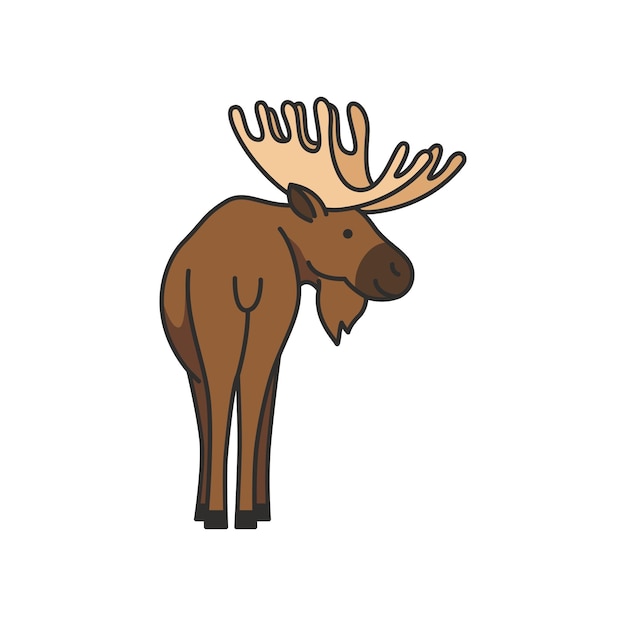 Vector vector illustration of a moose in cartoon style