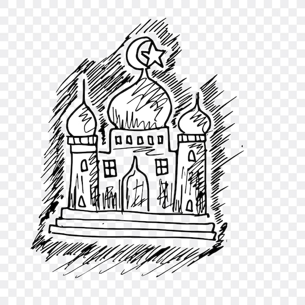 Vector vector illustration of mosque, sketch illustration