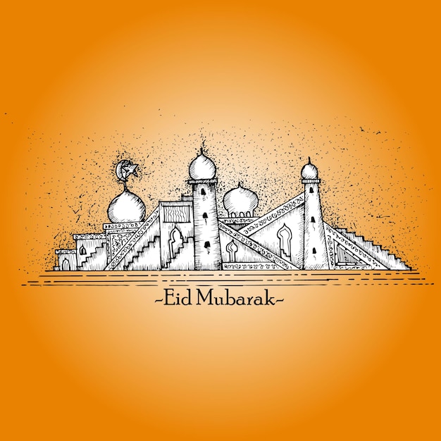 vector illustration of mosque, sketch illustration