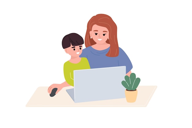 vector illustration of mother child