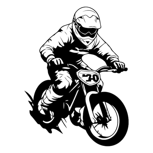 Vector illustration of a motocross rider in helmet riding a bicycle