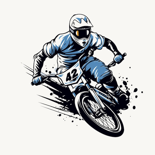 Vector illustration of a motocross rider on a white background