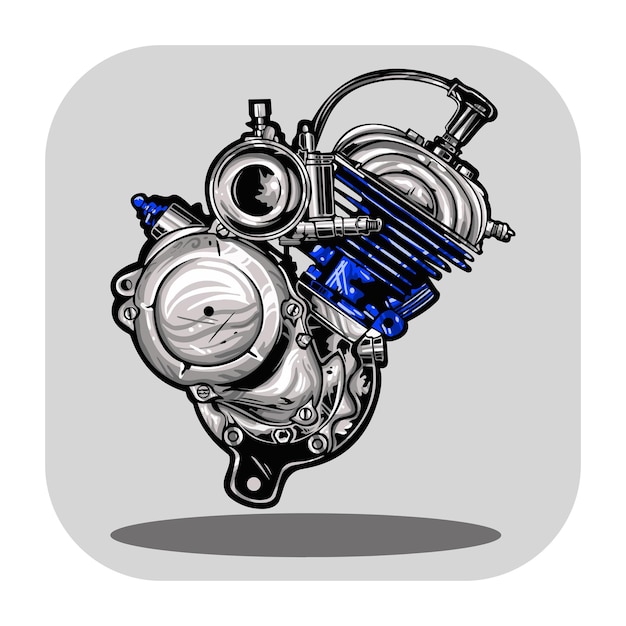 vector illustration of motor engine image with a touch of blue color