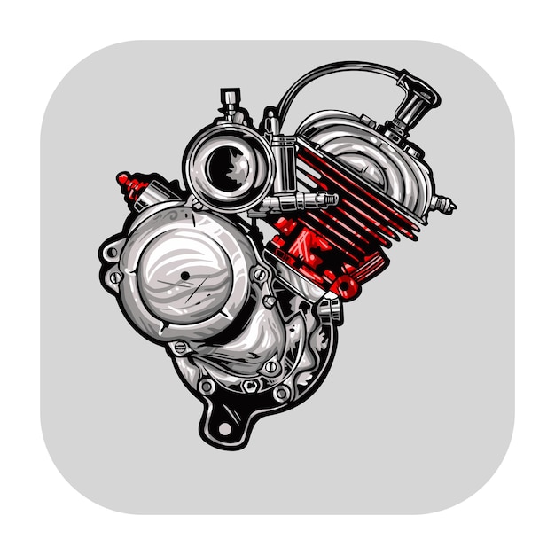 vector illustration of motor engine image with a touch of red color