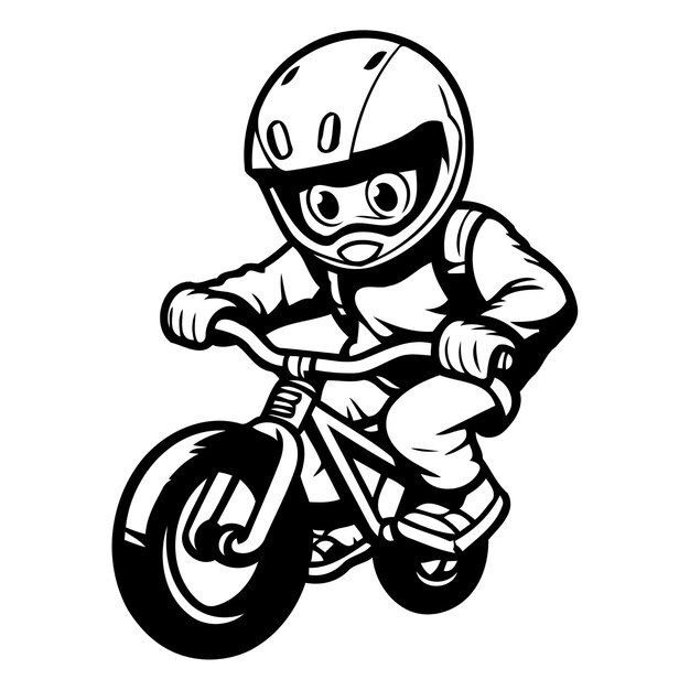 Vector illustration of a motorcyclist in helmet riding a bike