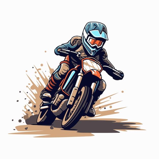 Векторная иллюстрация мотоциклиста на мотоцикле в действии