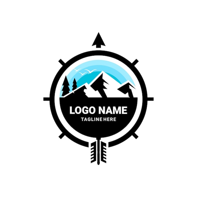 vector illustration of mountain and bow logo