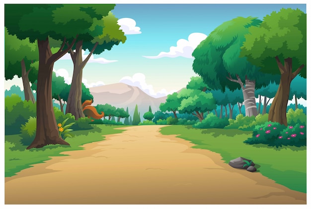 Vector illustration mountain and sky color bright.