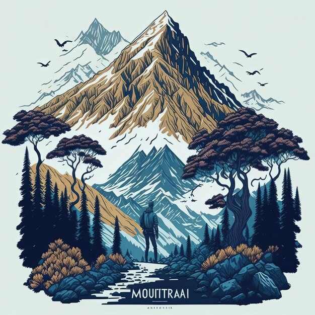 vector illustration Mountain tree design