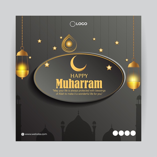 Vector vector illustration of muharram social media story feed mockup template