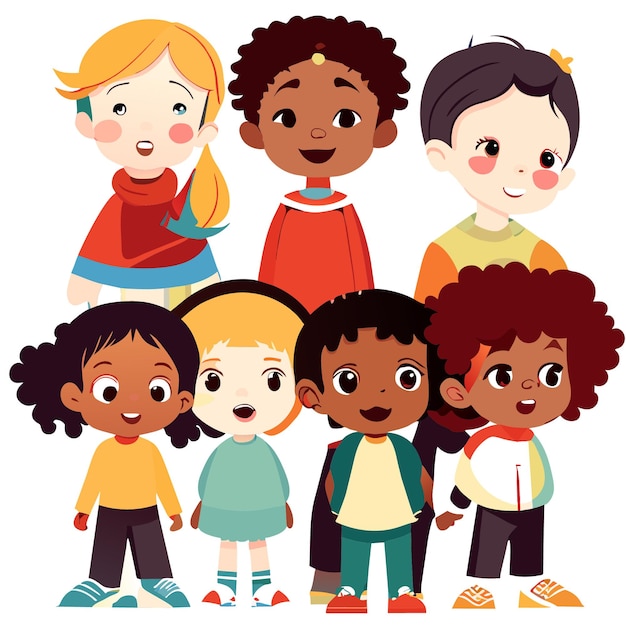 Vector vector illustration multicultural characters flat design