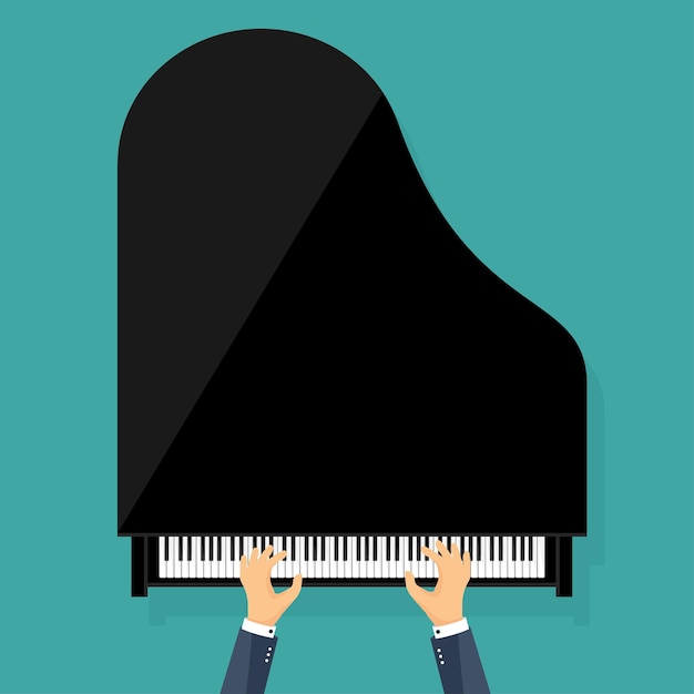 Vector illustration musical flat background piano key with keyboard melody instrument