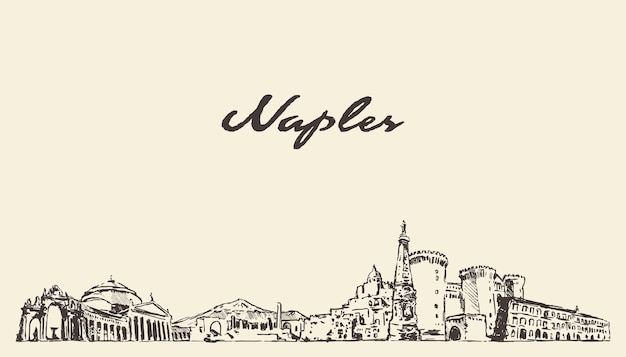 イタリア、ナポリのスカイラインのベクトル イラスト