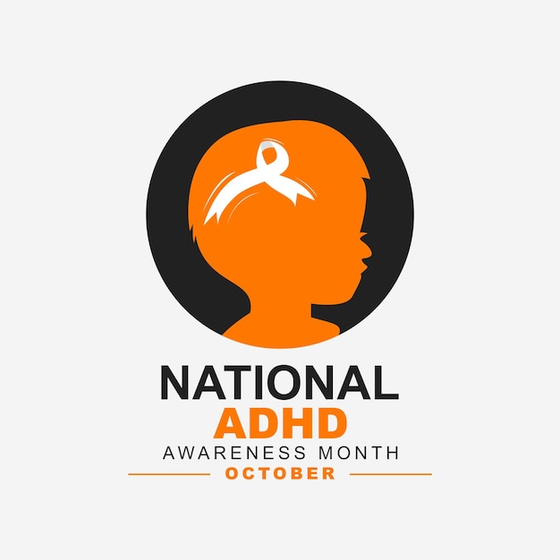 Vector illustration of National ADHD awareness month is observed every year in October