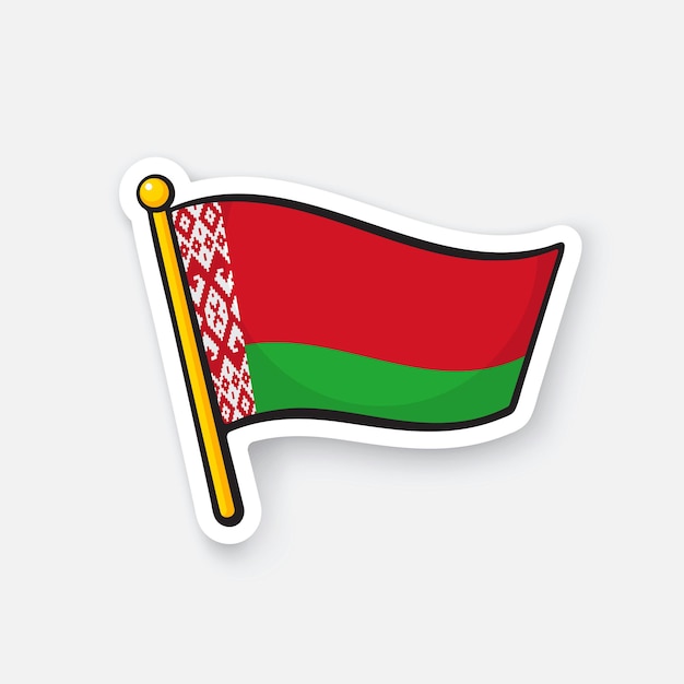 Vector illustration National flag of Belarus on flagstaff Location symbol for travelers