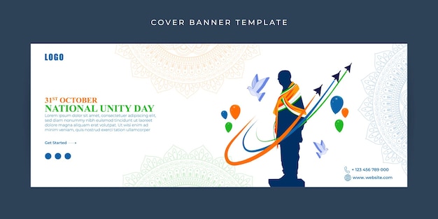 Vector illustration of National Unity Day of India Facebook cover banner Template