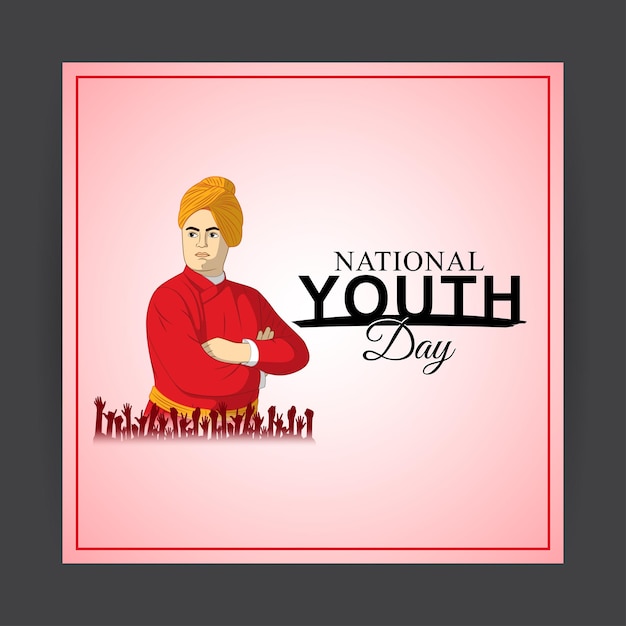 Vector illustration of National Youth Day social media feed template