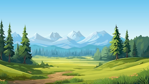 Vector illustration of nature scene landscape background