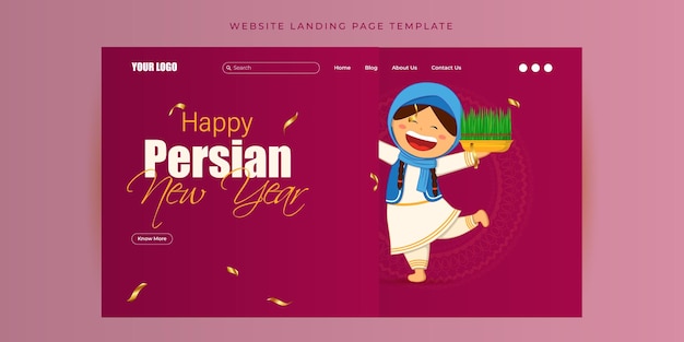 Vector illustration of Navroz Mubarak Website landing page banner mockup Template