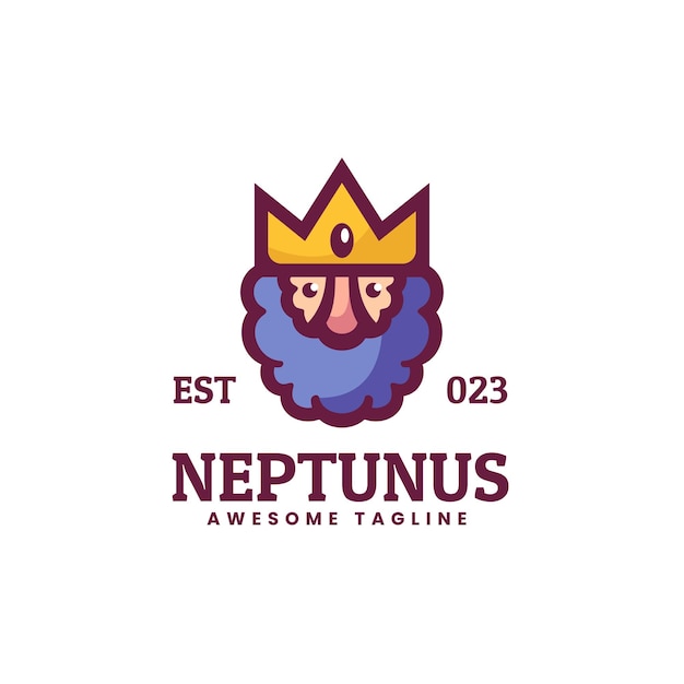 Vector Illustration Neptune Simple Mascot Style