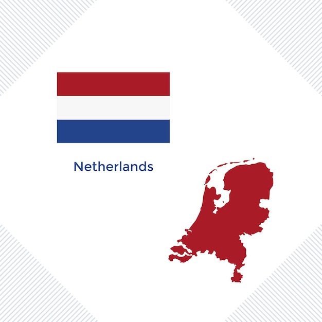 Vector vector illustration of netherlands flag and map