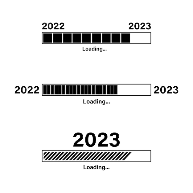 Векторная иллюстрация нового 2023 года. Изолированный набор значков загрузки