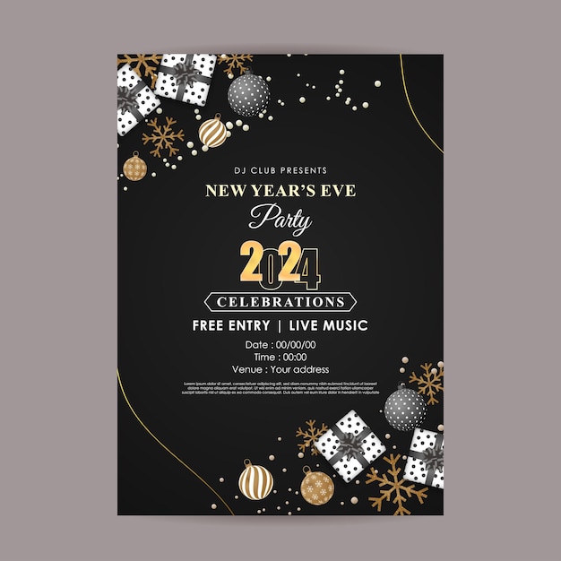 Vector vector illustration of new year party invitation social media feed template