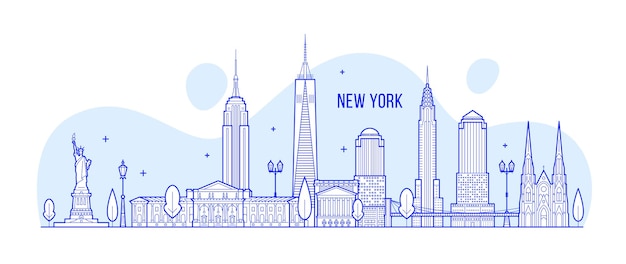 Vettore illustrazione vettoriale dello skyline di new york negli stati uniti