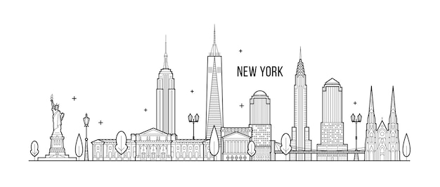 Vettore illustrazione vettoriale dello skyline di new york, stati uniti