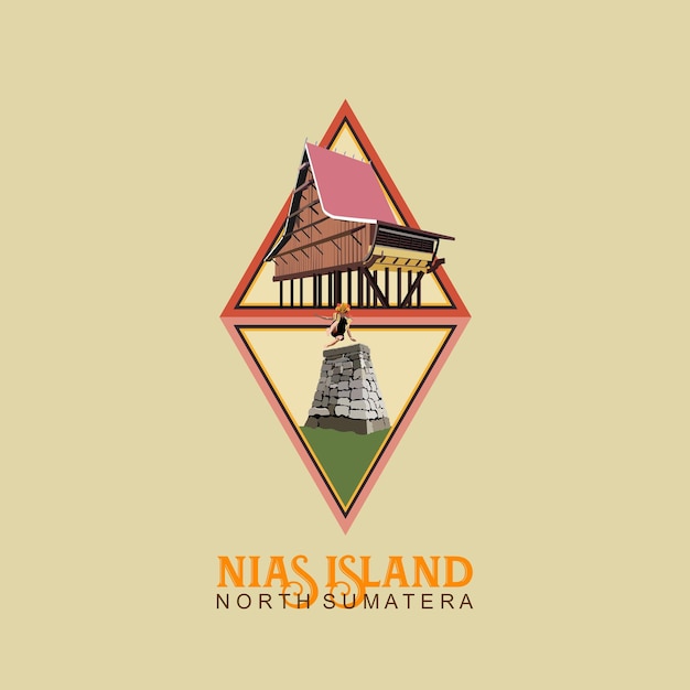 Vector vector illustration of nias tribal tradition badge