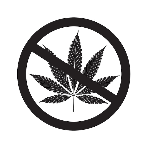 Vector illustration of NO cannabis symbol cannabis leaf circle icon Say no to drugs