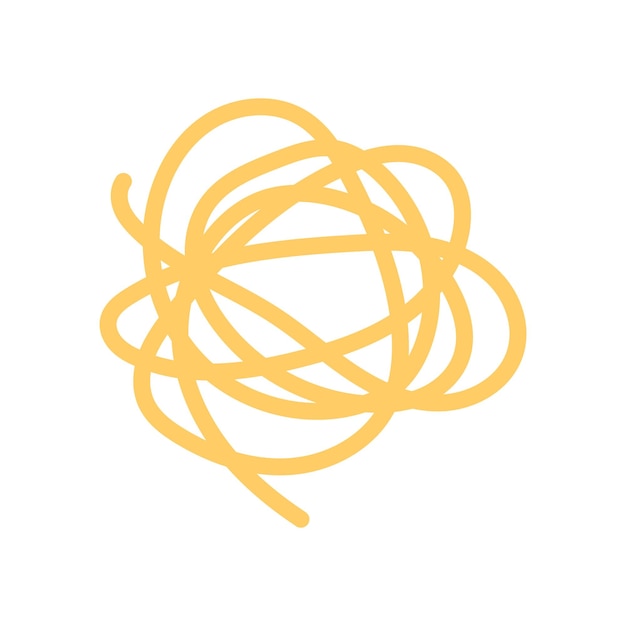 Vector illustration of noodles Yellow spaghetti in flat doodle style