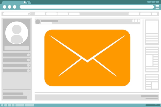 Un'illustrazione vettoriale del design dell'interfaccia con l'icona della lettera di posta