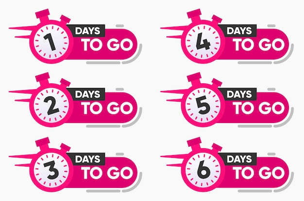 Vector Illustration Number of Days to go with watch Badge for Sale Promotion