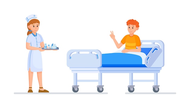 Vector vector illustration of nurse and patient. concept of a nurse helping a patient. helping people