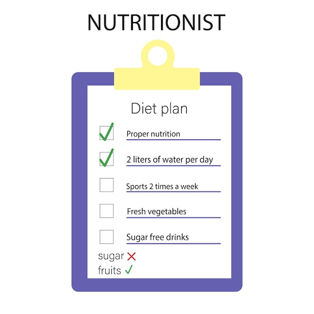 Vector illustration of a nutritionist with a diet plan