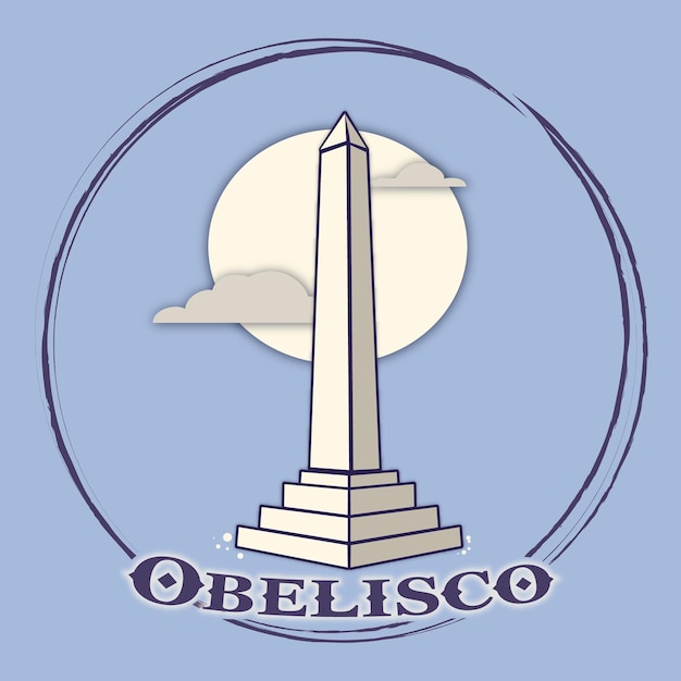 Vector vector illustration of obelisk in a round frame